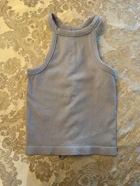 Ribbed Sleeveless Tank Top - Light Gray